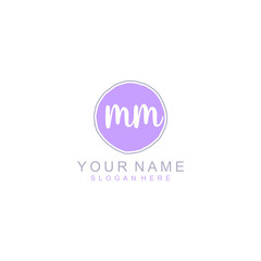 MM Initial handwriting logo template vector