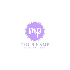 MP Initial handwriting logo template vector