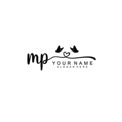 MP Initial handwriting logo template vector