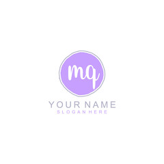 MQ Initial handwriting logo template vector