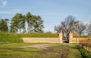 Fototapeta na wymiar One of the many entrance gates at the Petrovaradin Fortress in Novi Sad, Serbia 
