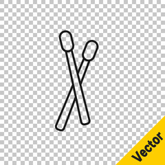 Black line Drum sticks icon isolated on transparent background. Musical instrument. Vector.