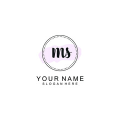 MS Initial handwriting logo template vector