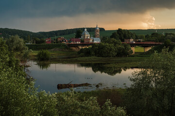 Obraz premium Flood of the Protiva river in the village of Kremenki