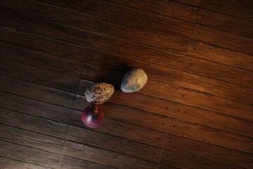 Brown eggs with faces drawn