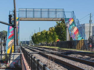 Fototapeta premium Walking Bridge Over Train