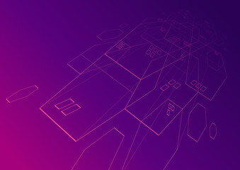 Abstract futuristic line techno background.