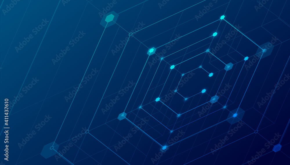 Poster abstract lines and dots connect background. technology connection digital data and big data concept.