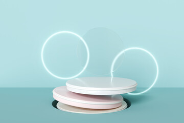 Geometric pastel color background, design for cosmetic or product display podium