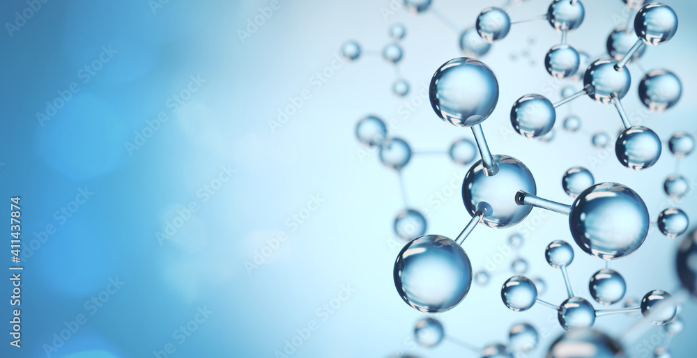 Wall mural science background with molecule or atom, abstract structure for science or medical background