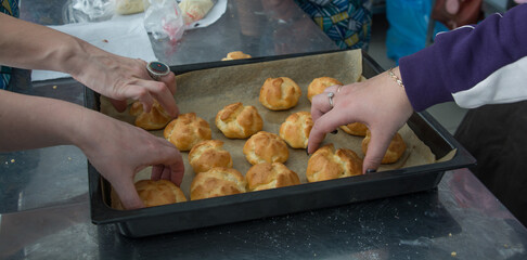 chef preparing food in a bakery