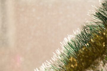 Christmas tinsel as an element of decoration.