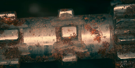 Old rusty car parts close up