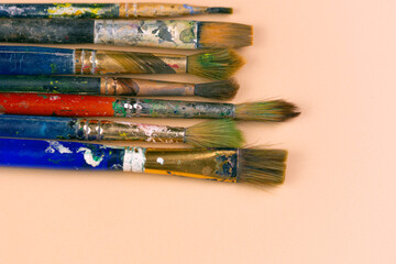Paints and brushes for drawing