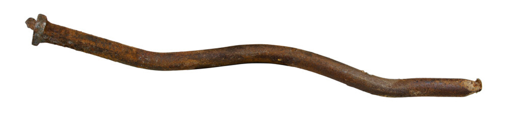 Old rusty nail isolated on white background
