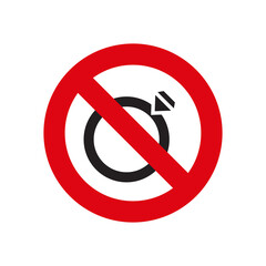 No jewelry  icon, color, line, outline vector sign, linear style pictogram isolated on white. Symbol, logo illustration
