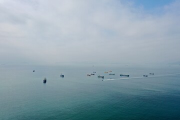 Sailing boats in the sea.