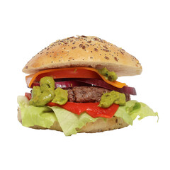 Hamburger isolé sur fond blanc