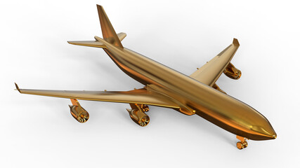 3D rendering - golden airplane award 