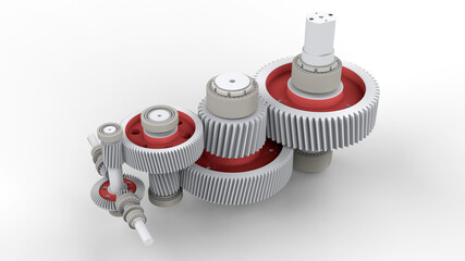 3D rendering - detailed gear assembly