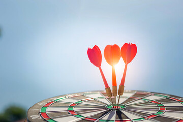 Red dart target with arrows ,Image for target business, marketing solution concept.of dartboard...