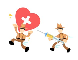 cowboy america and drug health medic industry cartoon doodle flat design style vector illustration