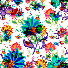 seamless abstract fantasy floral pattern