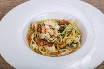 Italian Pasta spaghetti with seafood