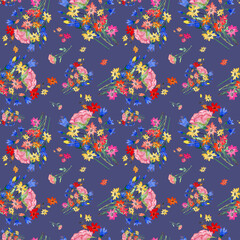 Fototapeta na wymiar seamless pattern with colorful flowers