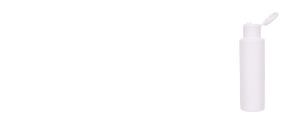 White bottle with the disinfectant, isolated on a white background.