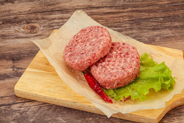 Raw beef cutlet for burger