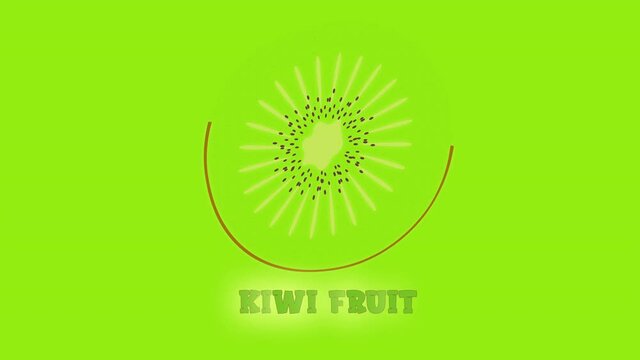 kiwi fruit slice animated logo on a green background with the inscription