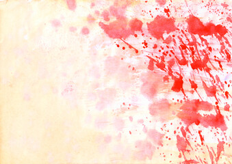 Obraz premium Watercolor texture with red splashes.