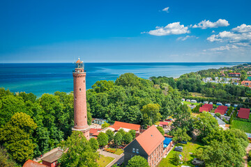 Lighthouse and blue sky by Baltic Sea, Poland