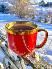 a cup of tea in winter day