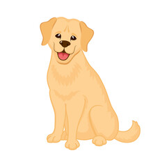 Adorable sitting golden retriever puppy icon vector. Cute golden retriever dog icon isolated on a white background. Happy dog vector illustration