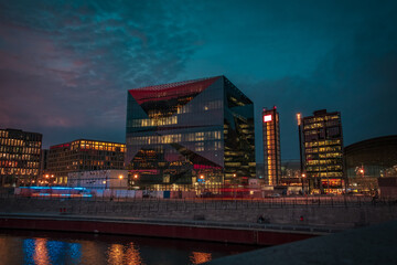 Colorful winter sunset in the city of Berlin