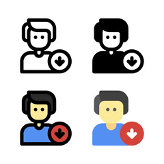 Male User Download Icon, Logo, and illustration