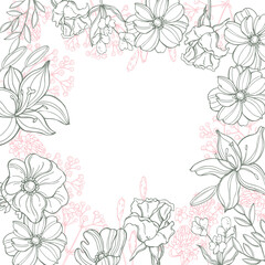 Floral background . Vector sketch  illustration.