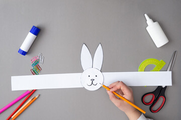 How to make Easter bunny mask on head. DIY concept. Step by step photo instruction. Step 7