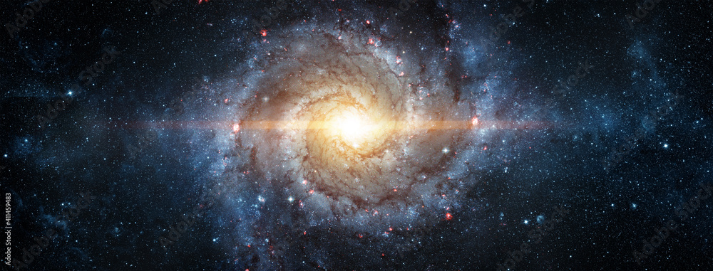 Canvas Prints a view from space to a spiral galaxy and stars. elements of this image furnished by nasa.