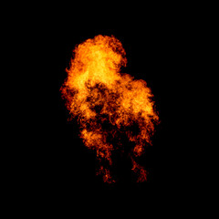Fire ball, flame isolated on black