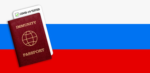 Immunity passport and test result for COVID-19 on flag of Slovenia