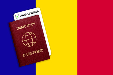 Immunity passport and test result for COVID-19 on flag of Andorra