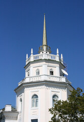 Almaty, KAZAKHSTAN - 10.09.2019: Office Building of Kazpotrebsoyuz in Panfilov street, Tole Bi street, Almaty, Kazakhstan.