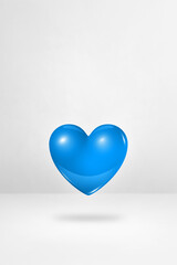 3D blue heart on a white studio background