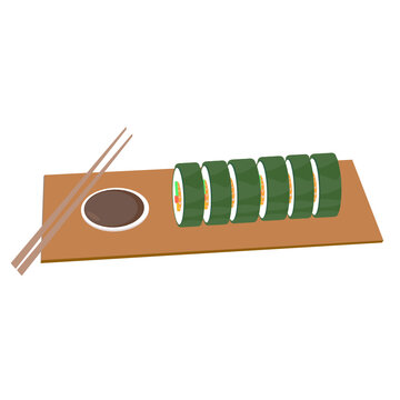 Japanese food. Sushi rools isolated background