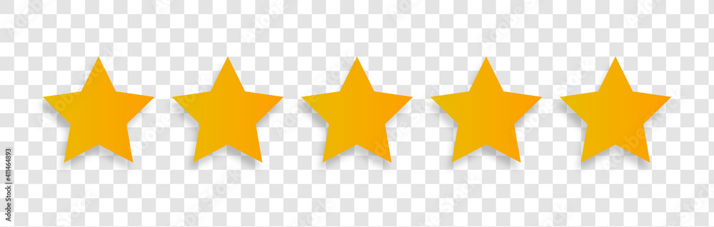 Poster rating stars vector web signs. 5 stars yellow isolated on transparent background