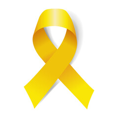 Yellow Ribbon Isolated With Gradient Mesh, Vector Illustration.