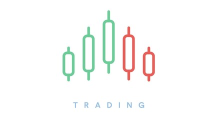 Vector Isolated Trading Icon or Illustration, with Candles or Candlesticks